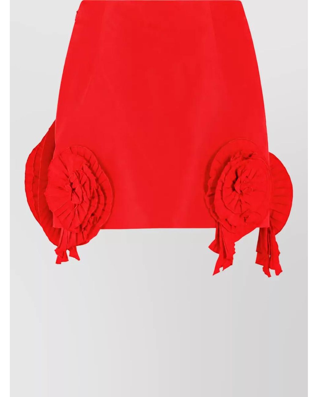 Blumarine Red Taffeta Mini Skirt With 3D Roses