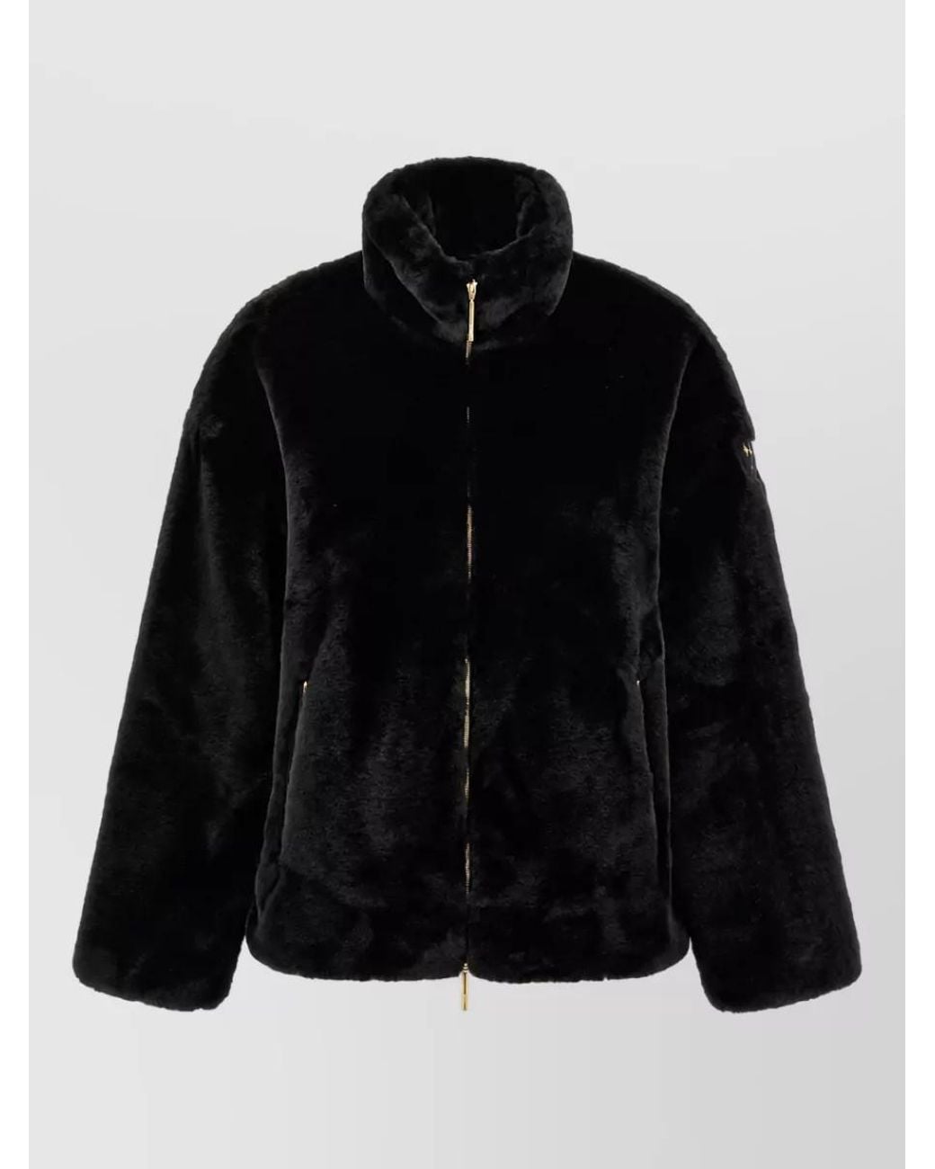 Tatras Black Faux Fur Oversized High Neck Coat