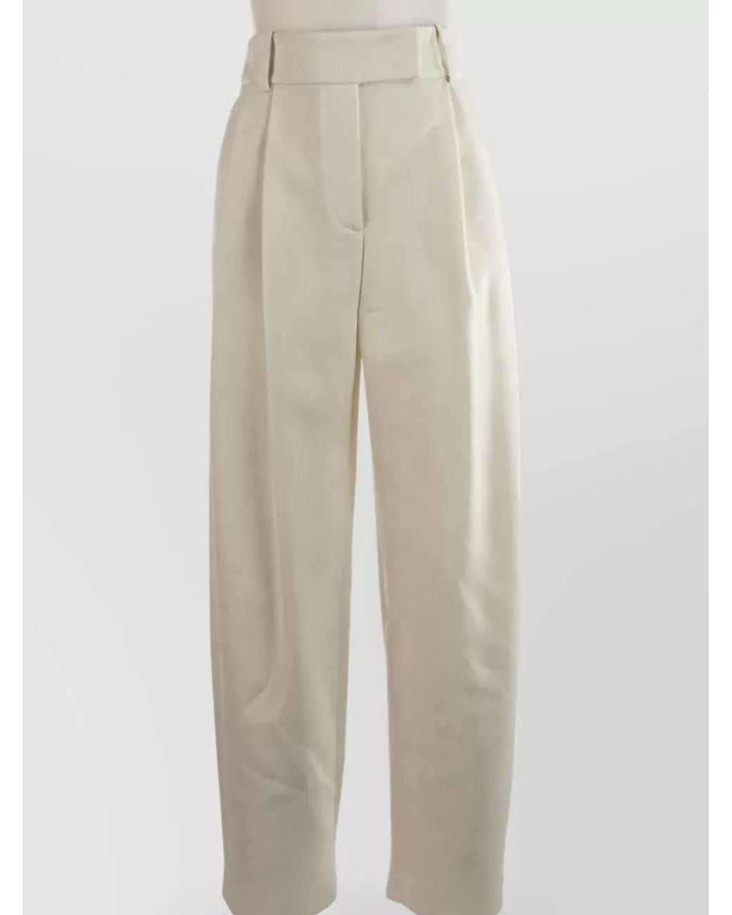 Giorgio Armani White Silk High-Rise Straight-Leg Trousers