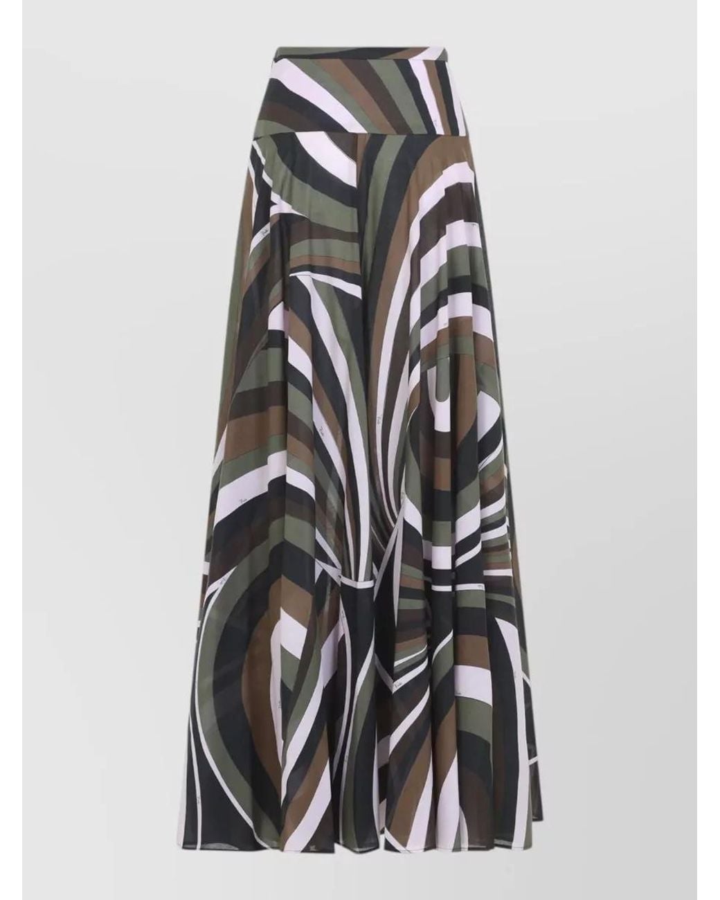 Emilio Pucci White Printed Paneled Flared Maxi Skirt