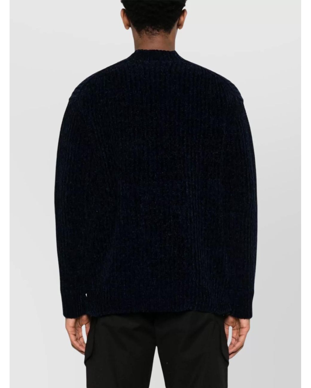 Junya Watanabe Blue Ribbed Knit Crew Neck Jumper for men