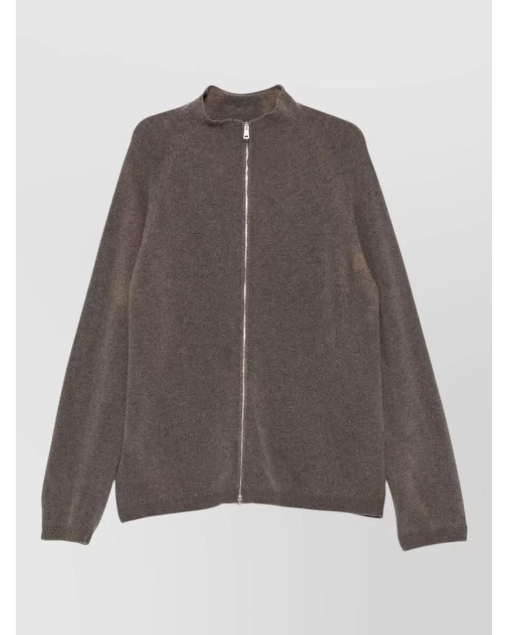 Our Legacy Brown Wool High-Collar Zip Cardigan for men