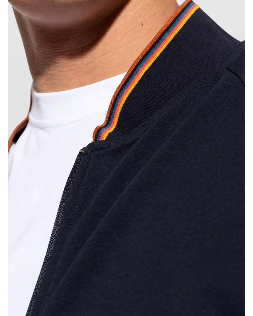 Paul Smith Blue Cotton Stand Collar Zip Sweatshirt for men