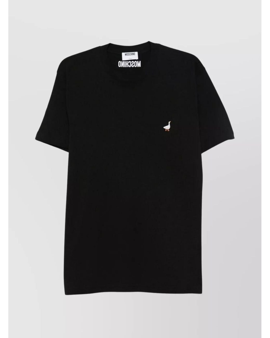 Moschino Black Cotton Embroidered Short-Sleeve T-Shirt for men