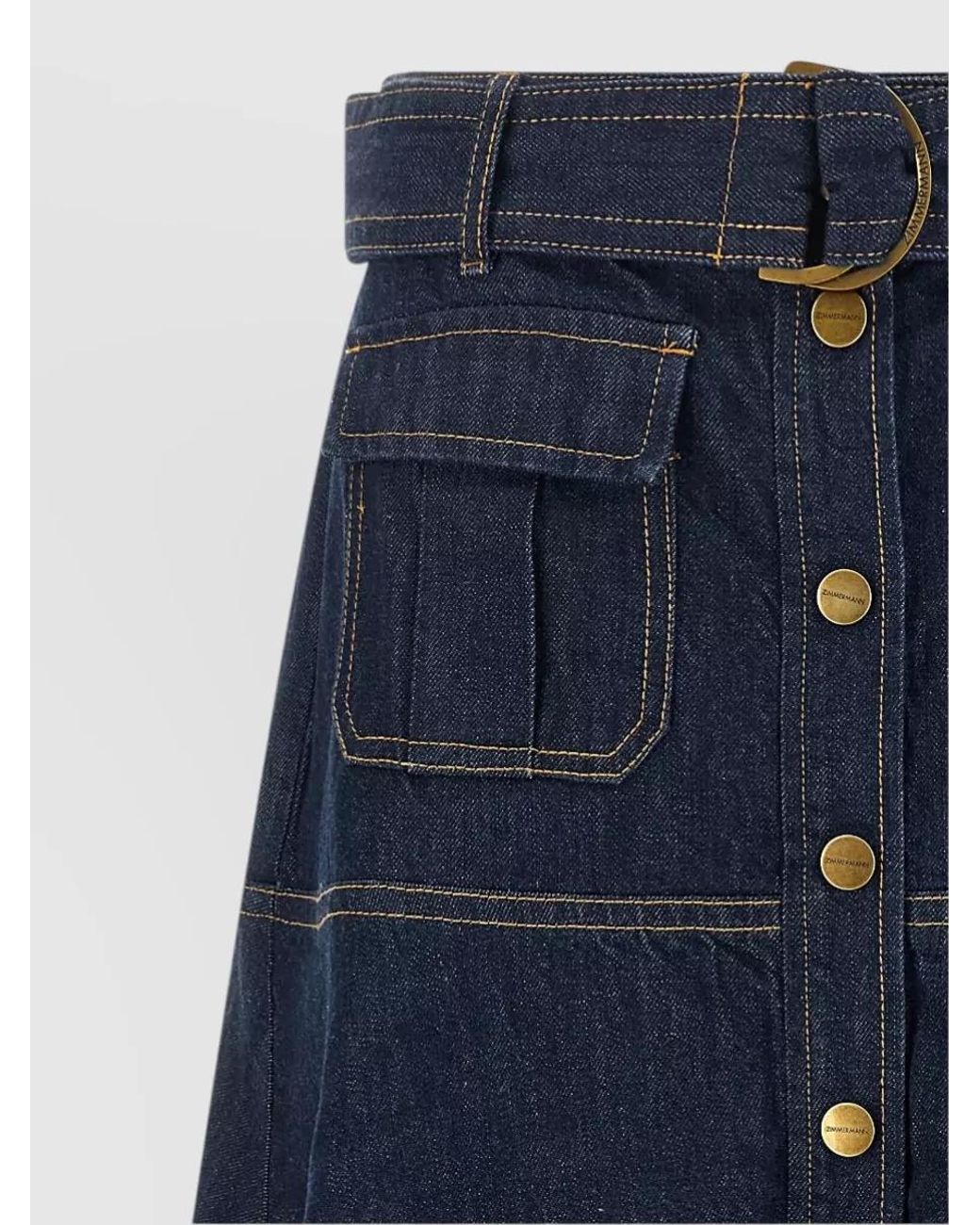 Zimmermann Blue Denim High-Rise A-Line Midi Skirt
