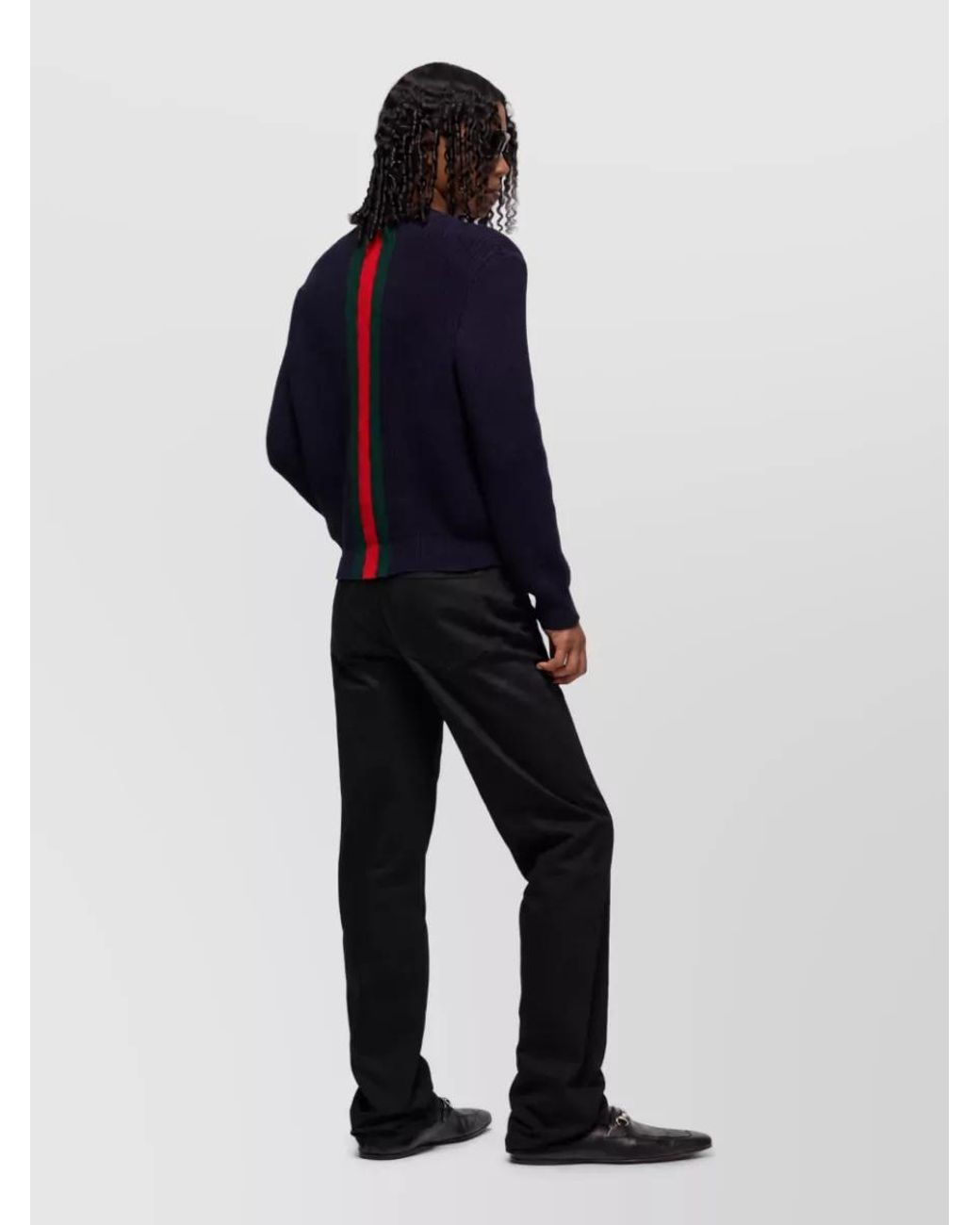 Gucci Blue Wool Ribbed Crewneck Sweater for men