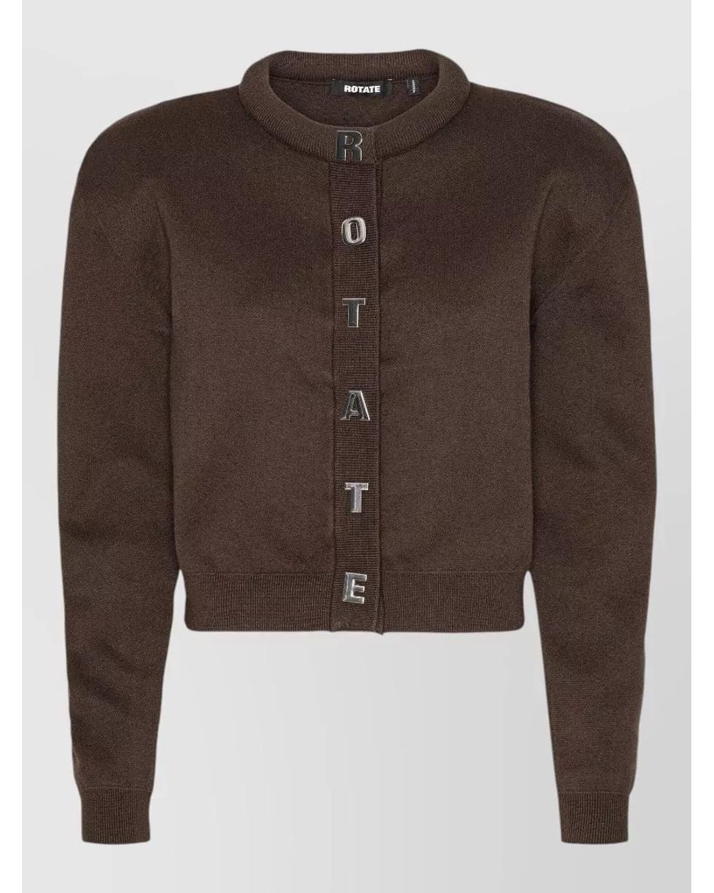 ROTATE BIRGER CHRISTENSEN Brown Ribbed Logo Button Cardigan