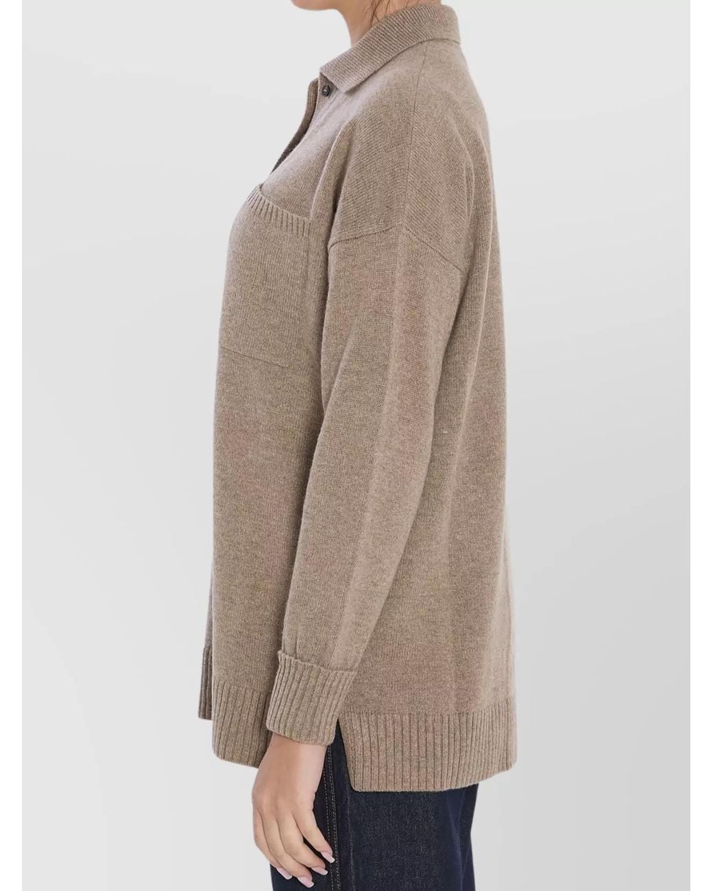 Max Mara Natural Cashmere Ribbed Crewneck Cardigan