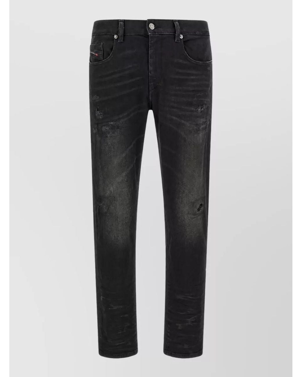 DIESEL Black Denim Mid-Rise Tapered Jeans for men