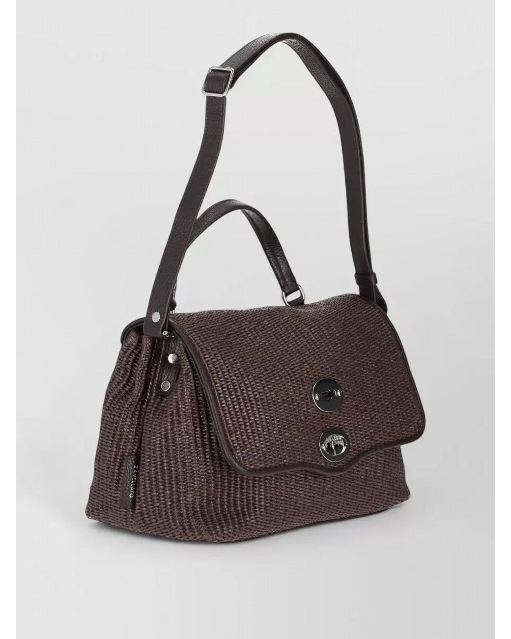 Zanellato Brown Leather Raffia Tote Bag