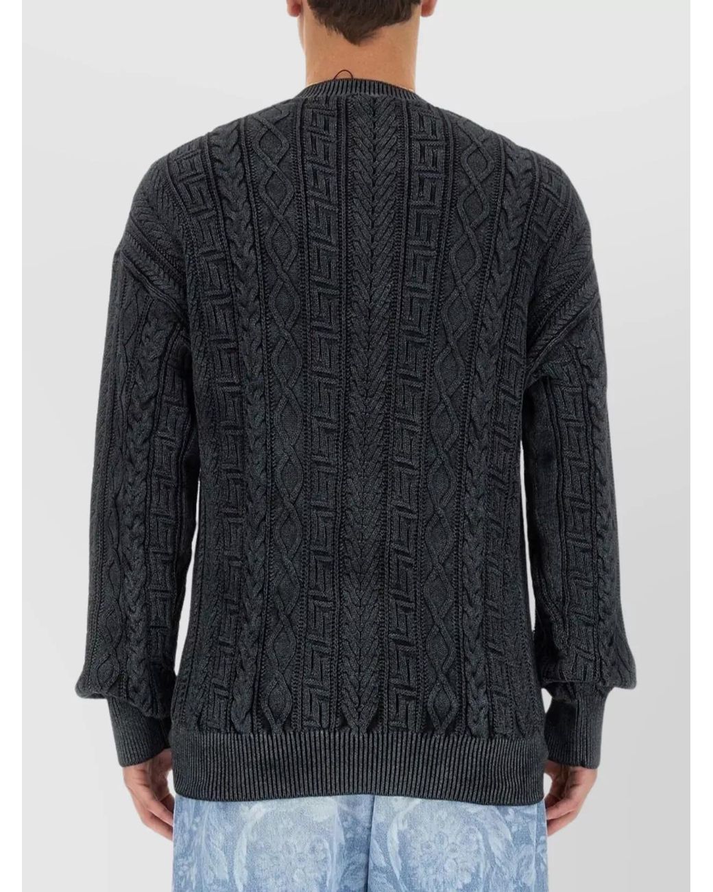 Versace Blue Slim-Fit Cotton Jumper for men