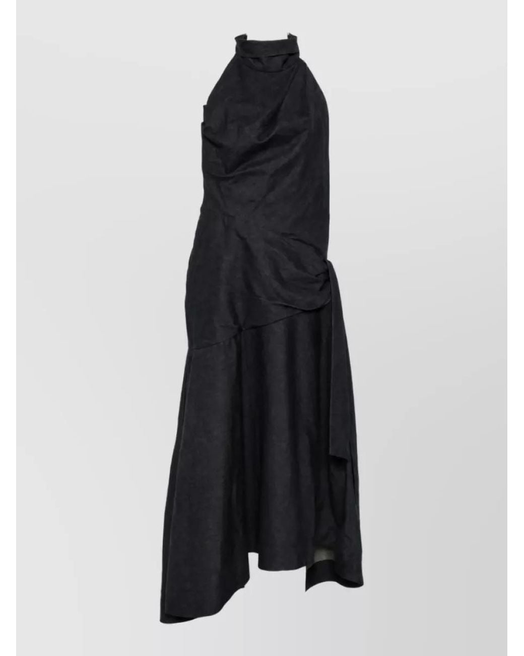 Zimmermann Blue Denim Halterneck Draped Asymmetric Maxi Dress