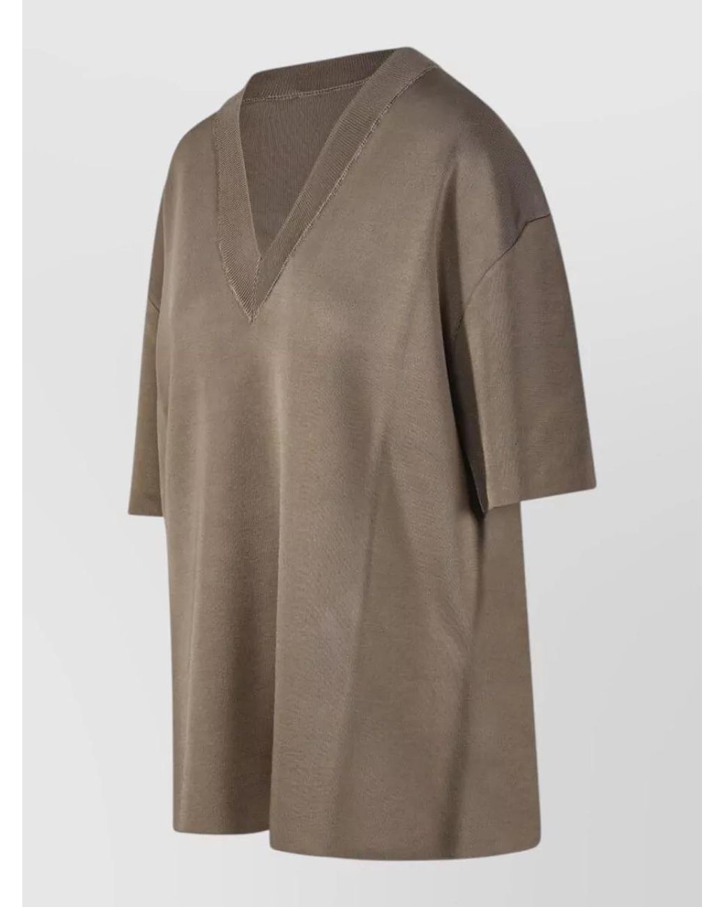 AMI Brown Short-Sleeve V-Neck Sweater