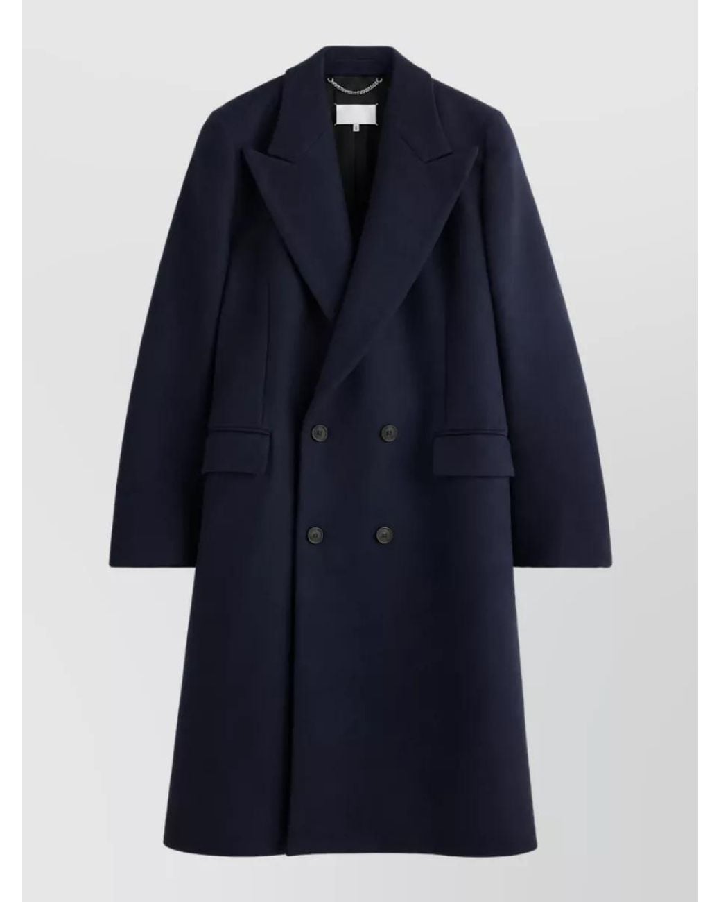 Maison Margiela Blue Wool Double Breasted Coat for men