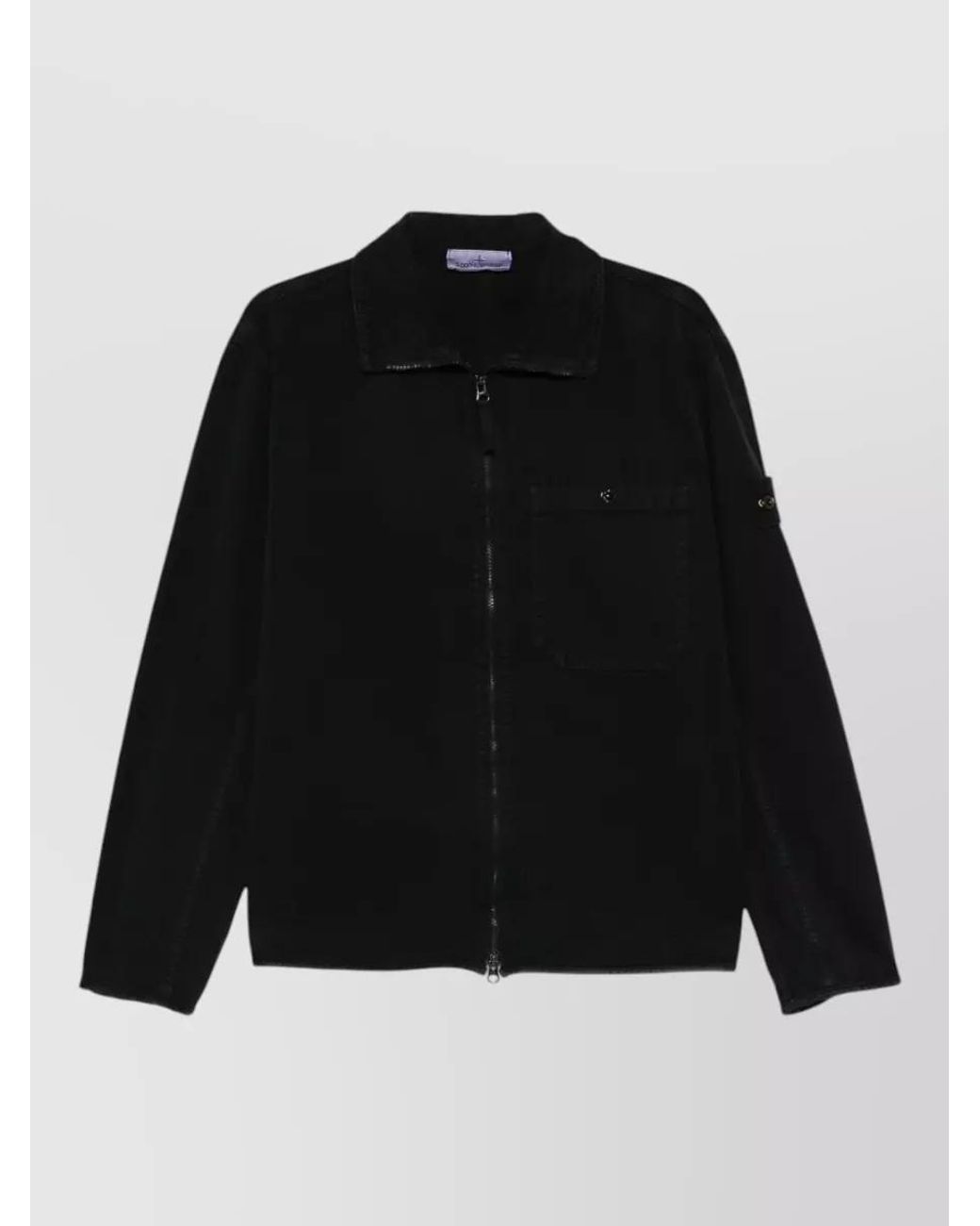 Stone Island Black Comfort-Fit Cotton Zip Shirt Jacket for men