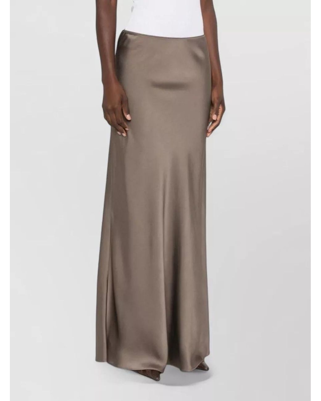 Fabiana Filippi Brown Satin Maxi Bias-Cut Skirt