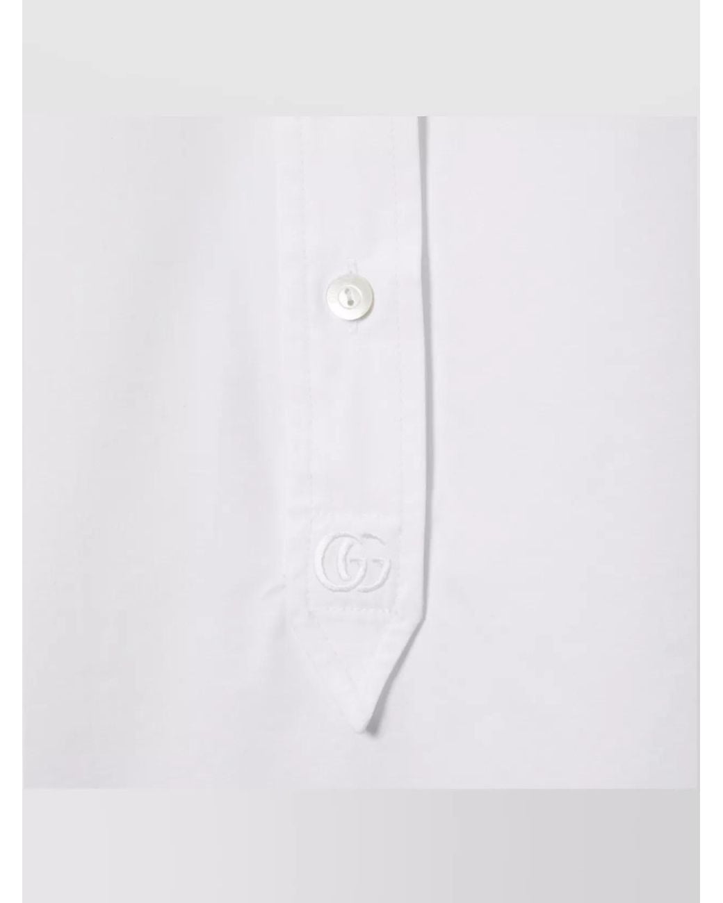 Gucci White Embroidered Cotton Long-Sleeve Shirt