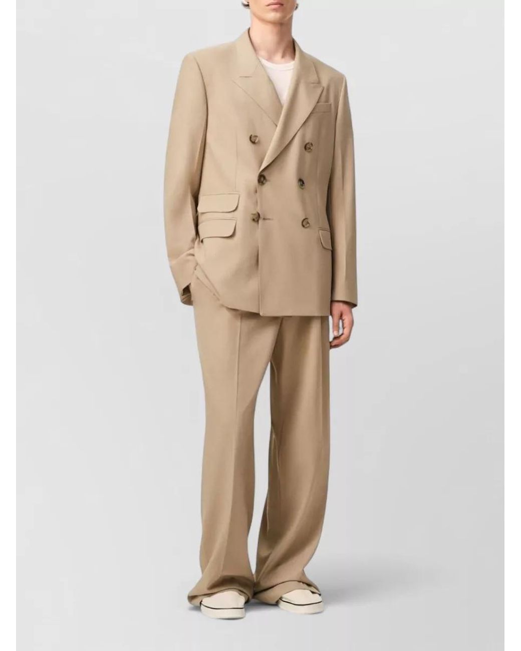 AMI Natural Virgin Wool Double-Breasted Blazer for men