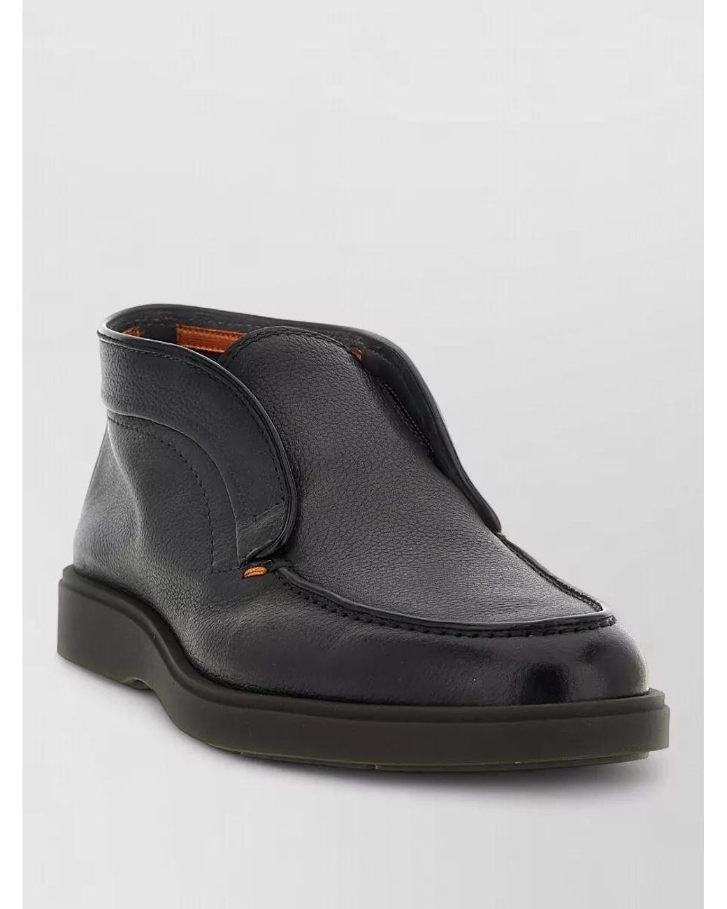 Santoni Black Leather Ankle Boots for men