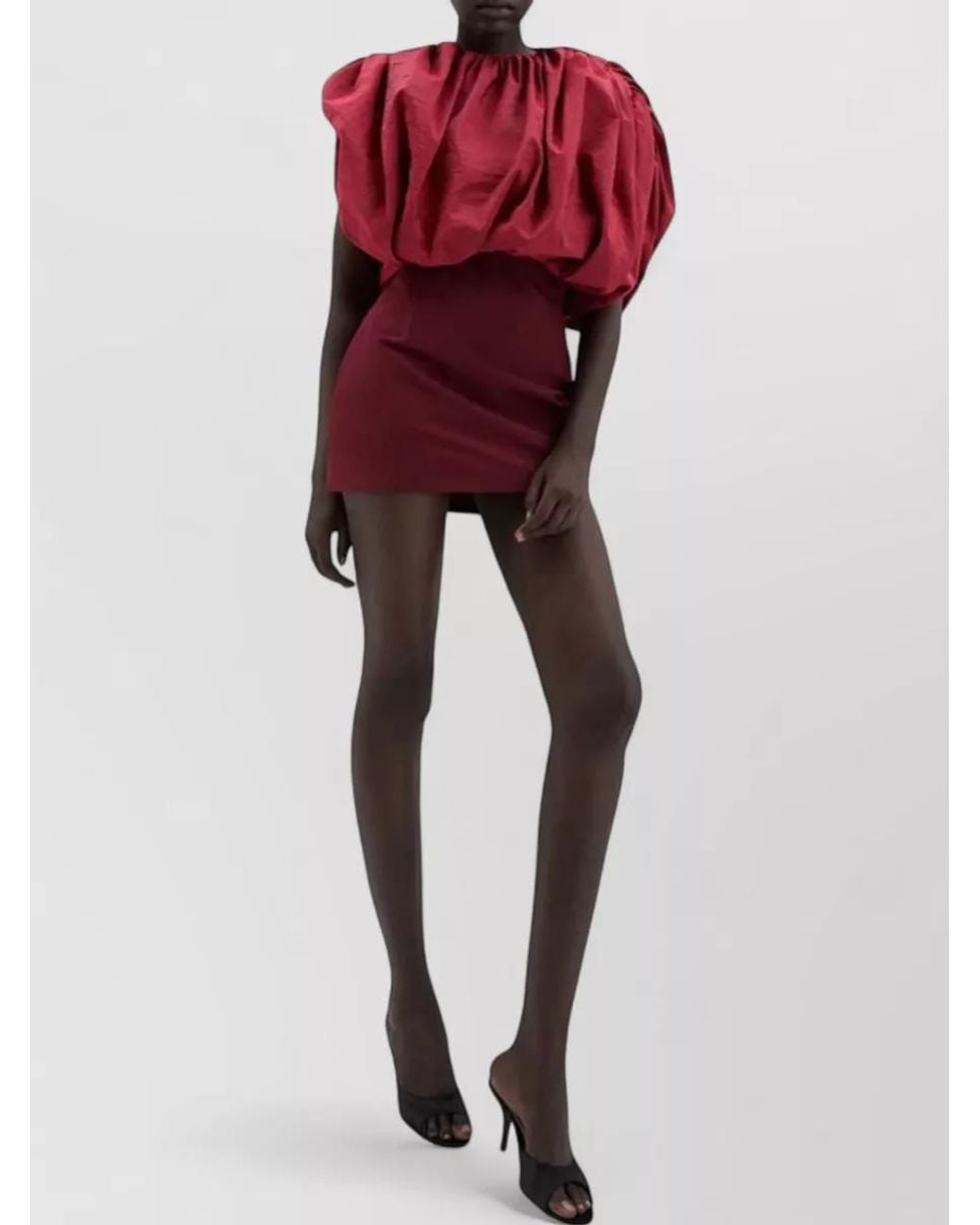 Magda Butrym Red Silk Draped Sleeveless Mini Dress