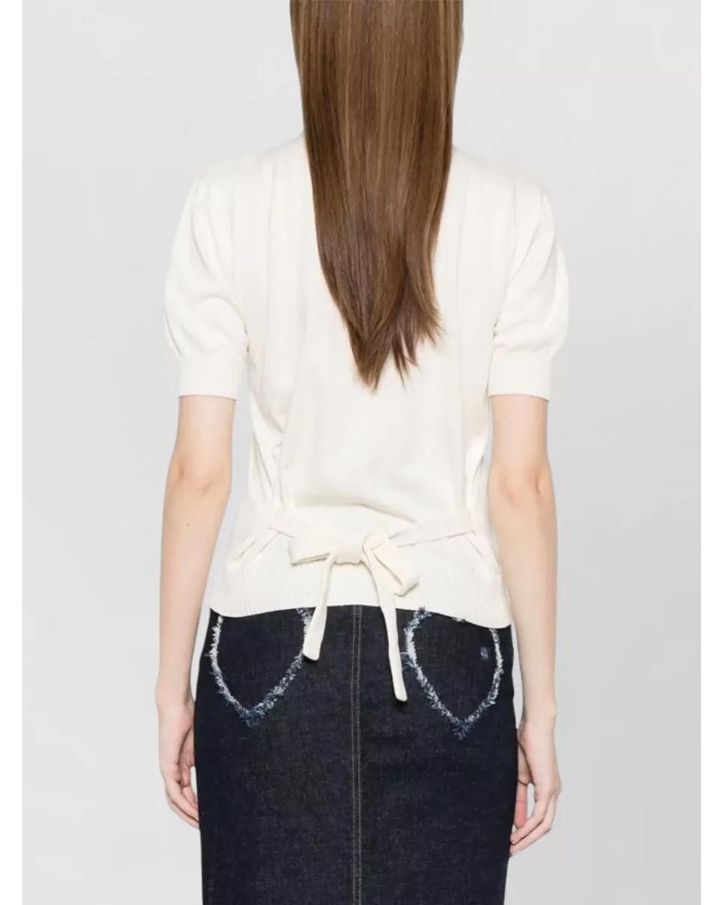 Moschino White Short-Sleeve Crewneck Knitted Top