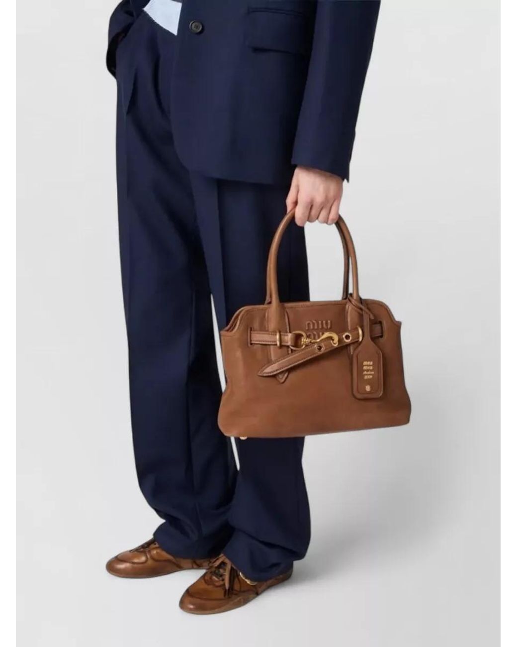 Miu Miu Brown Aventure Lamb Leather Tote Bag