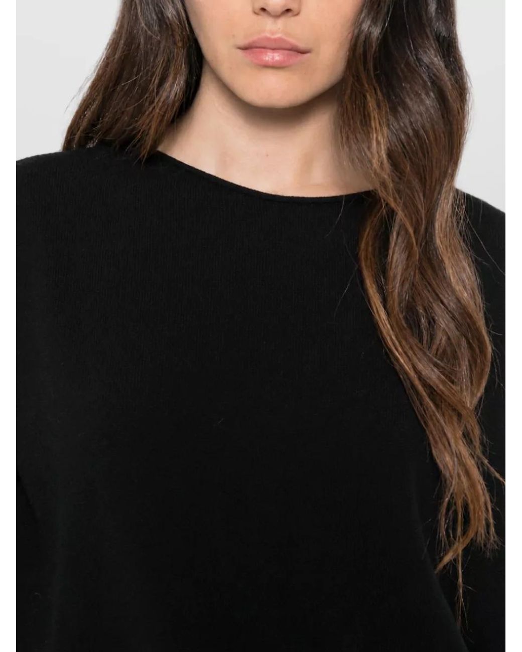 C.t. Plage Black Cashmere Ribbed-Hem Crewneck Sweater