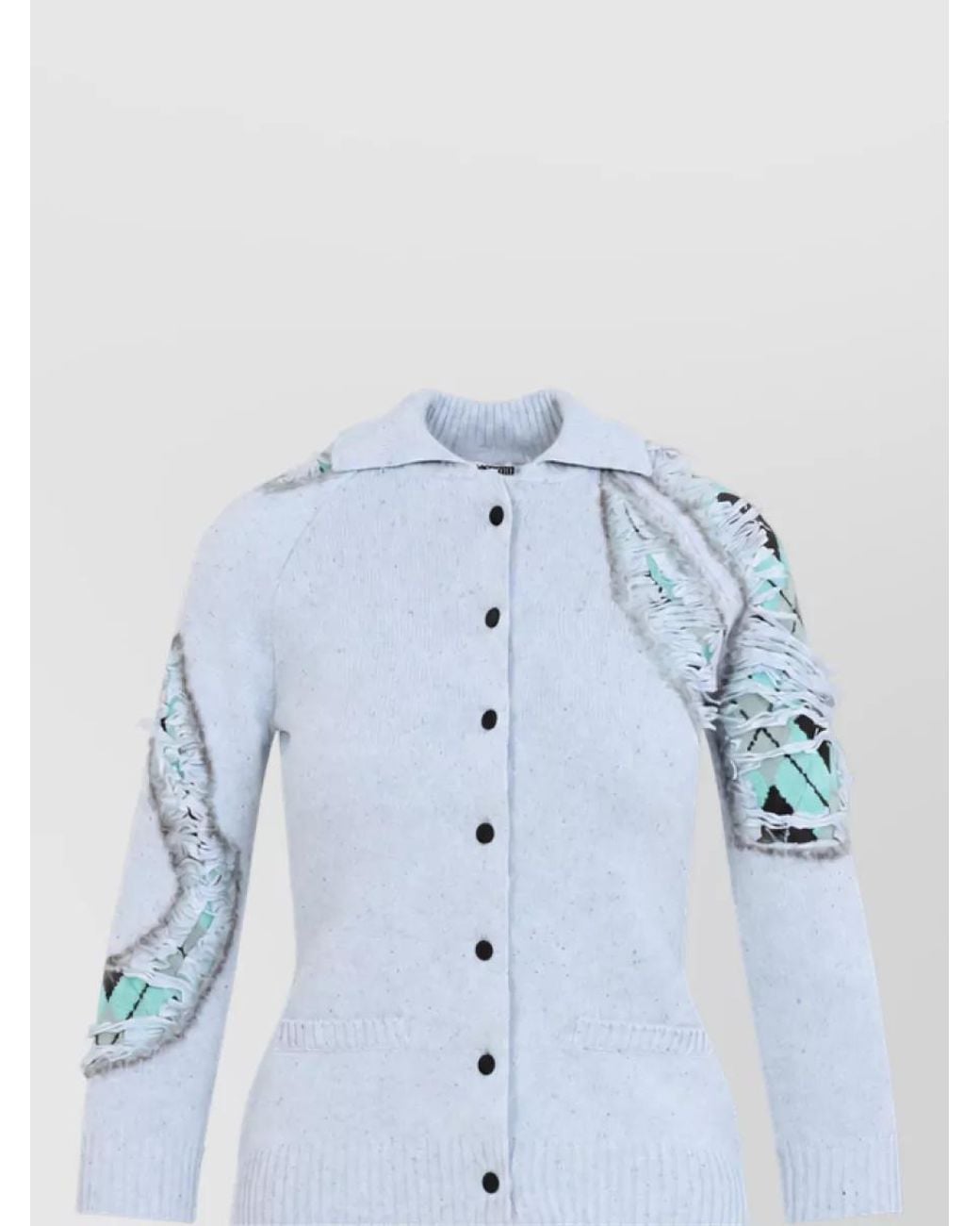 Moschino Blue Silk Blend Ribbed Longline Cardigan