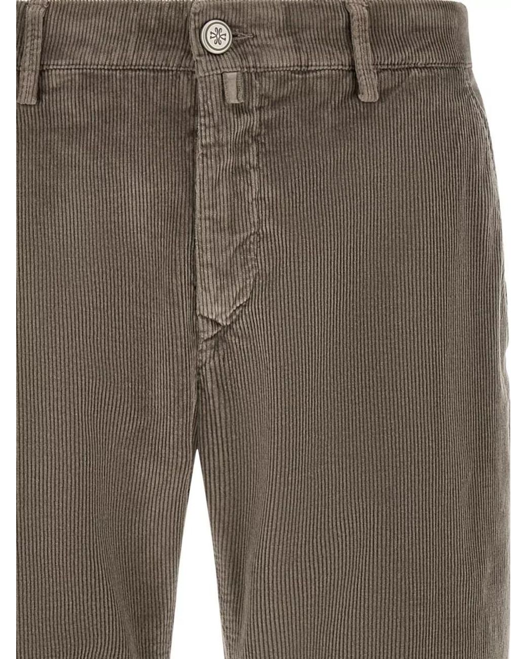 Jacob Cohen Gray Corduroy Low-Rise Straight-Leg Chinos for men