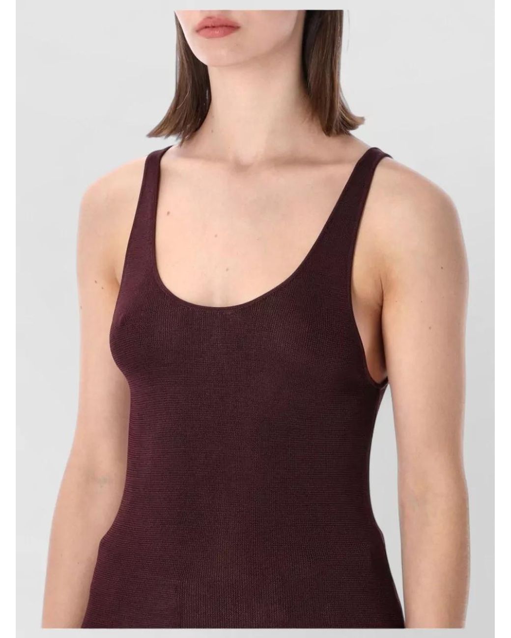 Frankie Shop Purple Rayon Slim-Fit Scoop-Neck Sleeveless Knit Tank Top