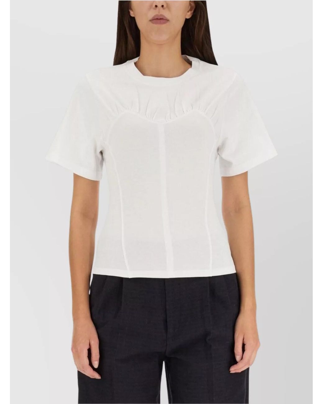 Isabel Marant White Cotton Trompe-L'Œil Bustier-Effect Short-Sleeve T-Shirt