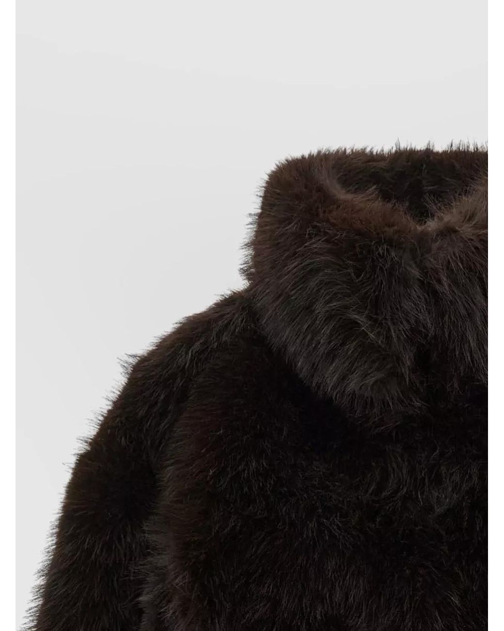 ROTATE BIRGER CHRISTENSEN Black Faux Fur High Neck Jacket