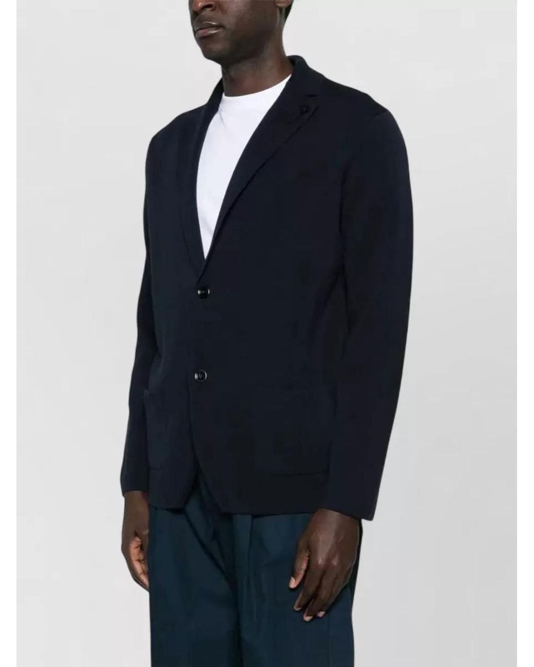 Lardini Blue Cotton Knitted Blazer for men