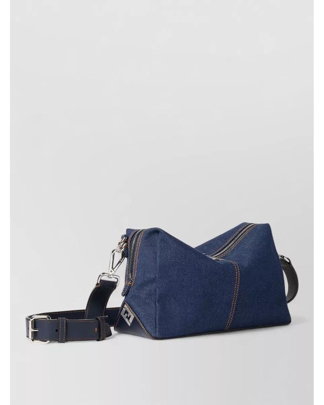 Fendi Blue Leather Medium Crossbody Bag for men