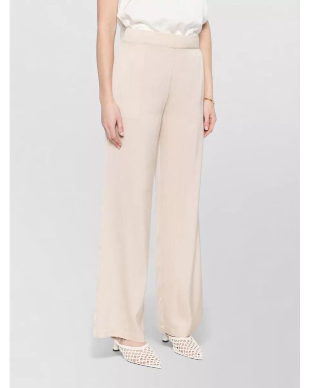 Silk95five Natural Silk Wide-Leg Trousers