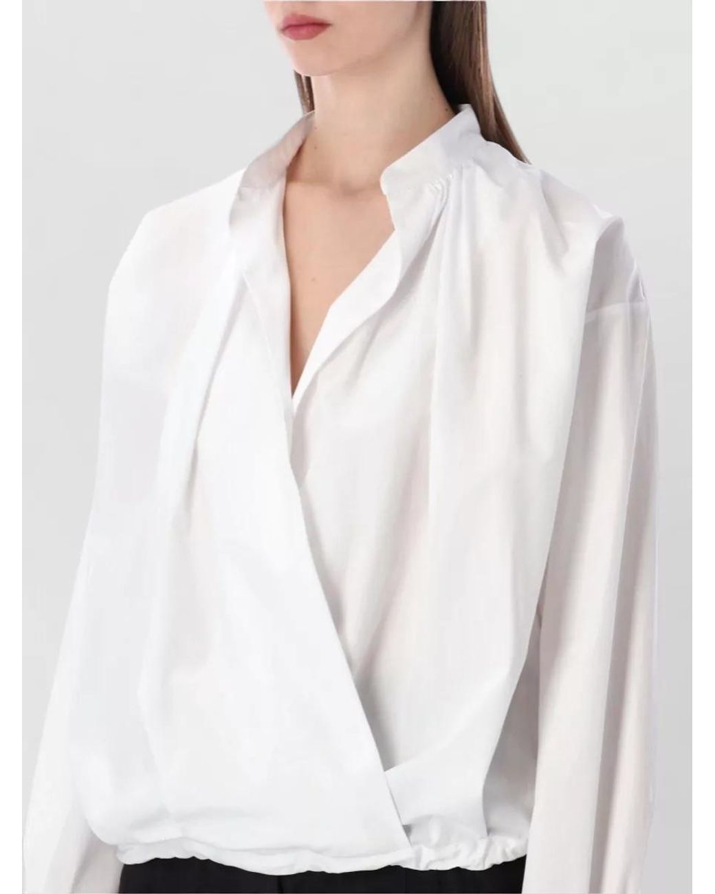 Dries Van Noten White Chenver Shirt Wrap Design Long Sleeves