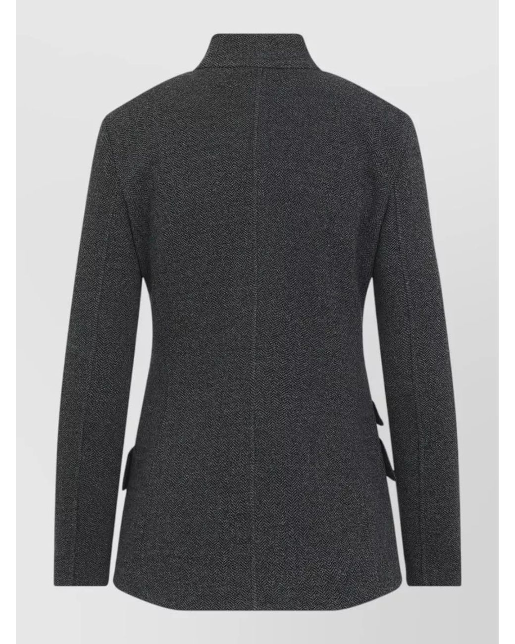 Giorgio Armani Black Herringbone Single-Breasted Blazer