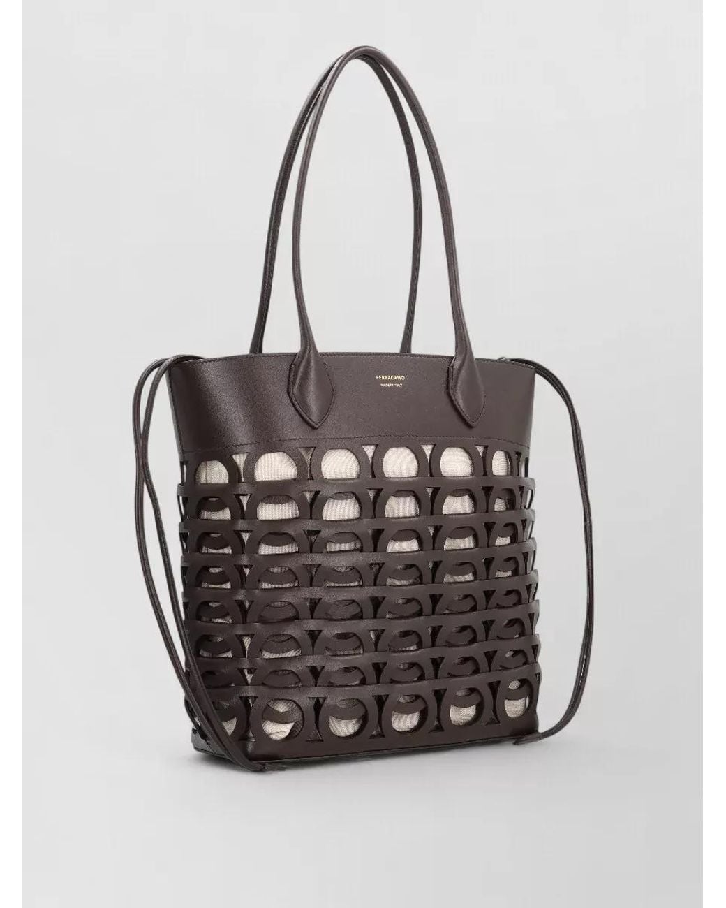 Ferragamo Black Gancini Tote Beach Bag