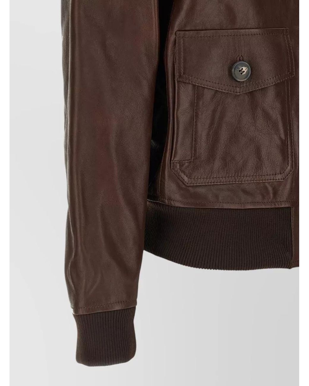 A.P.C. Brown Leather Zip-Up Blouson Jacket
