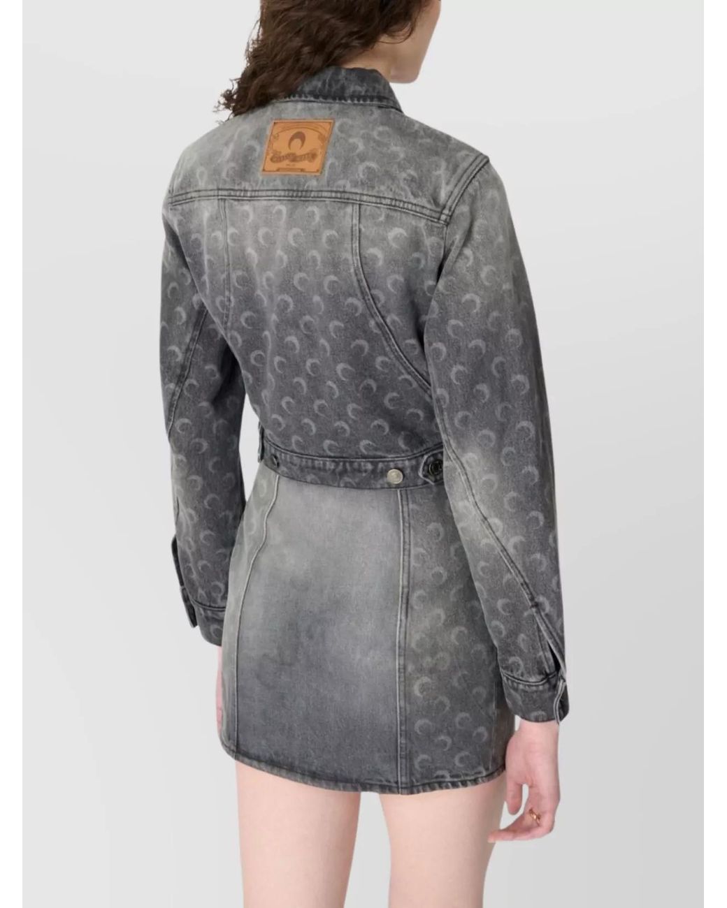 MARINE SERRE Gray Denim Cropped Jacket