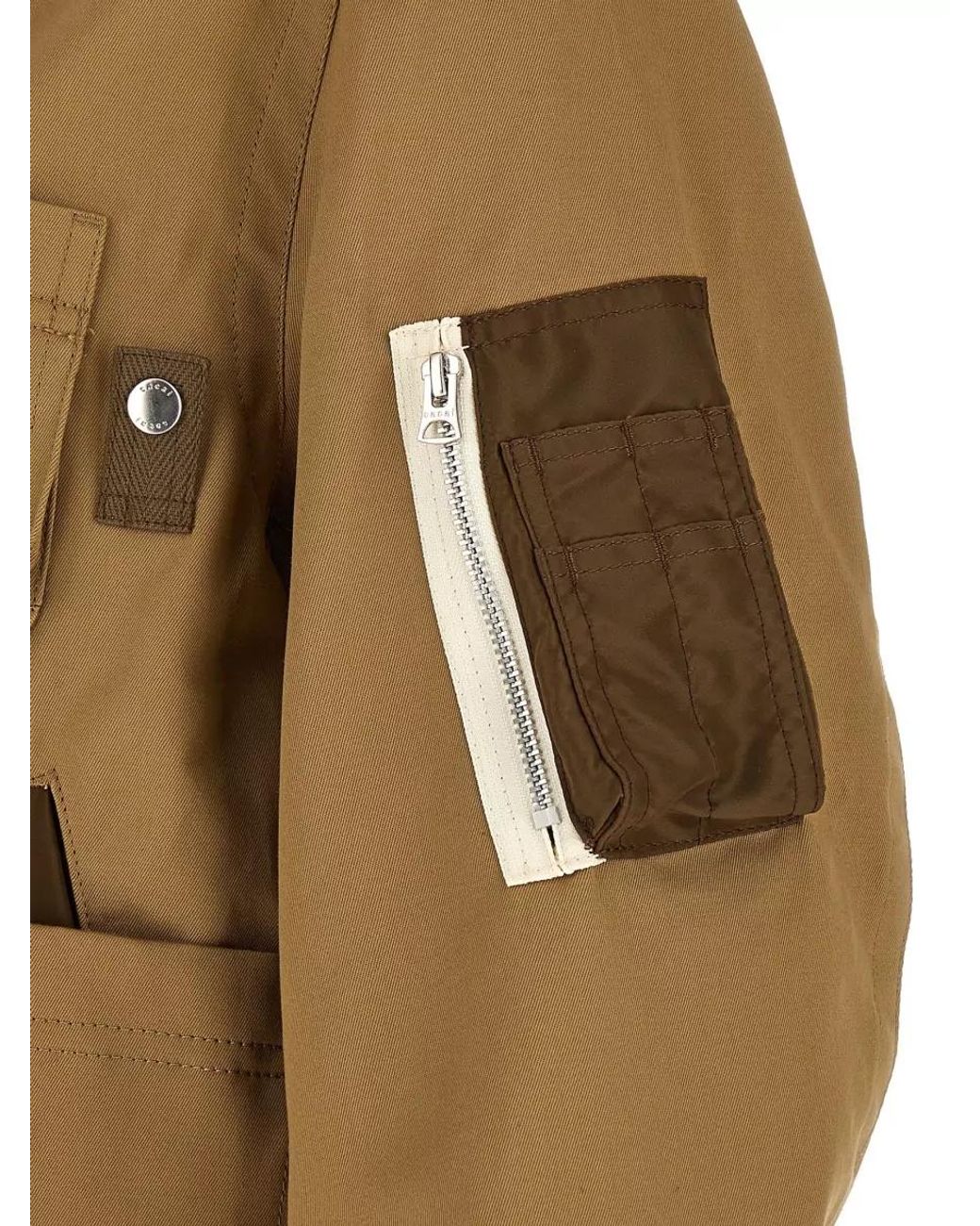 Sacai Green Leather Collar Padded Jacket for men