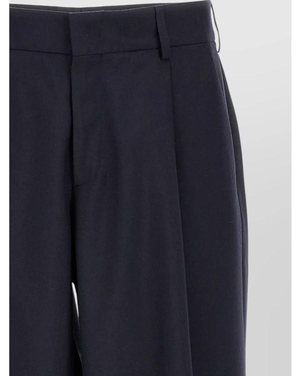 Cellar Door Blue Wool-Blend Pleated Straight-Leg Trousers for men
