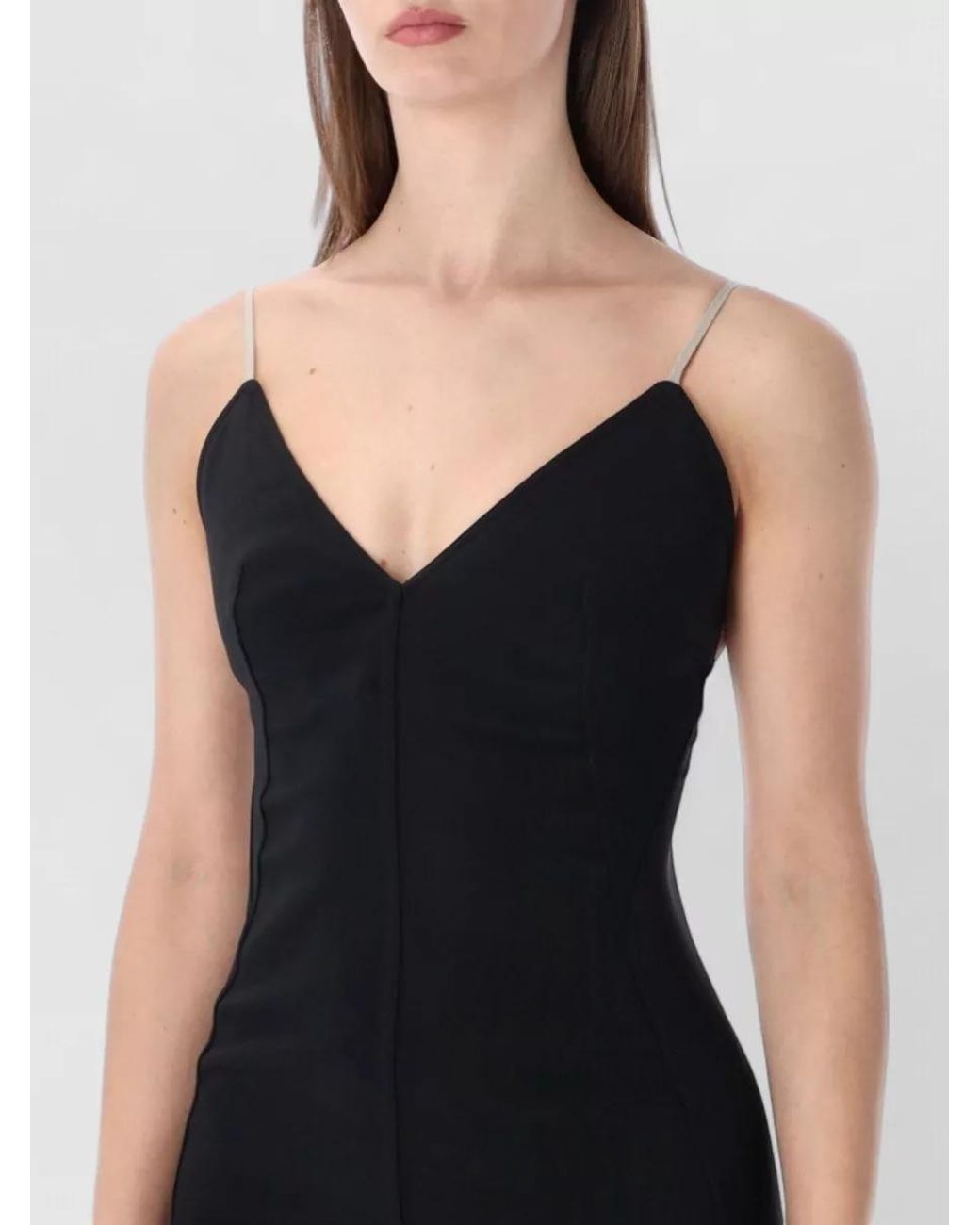 Rick Owens Black Spaghetti-Strap V-Neck Maxi Dress