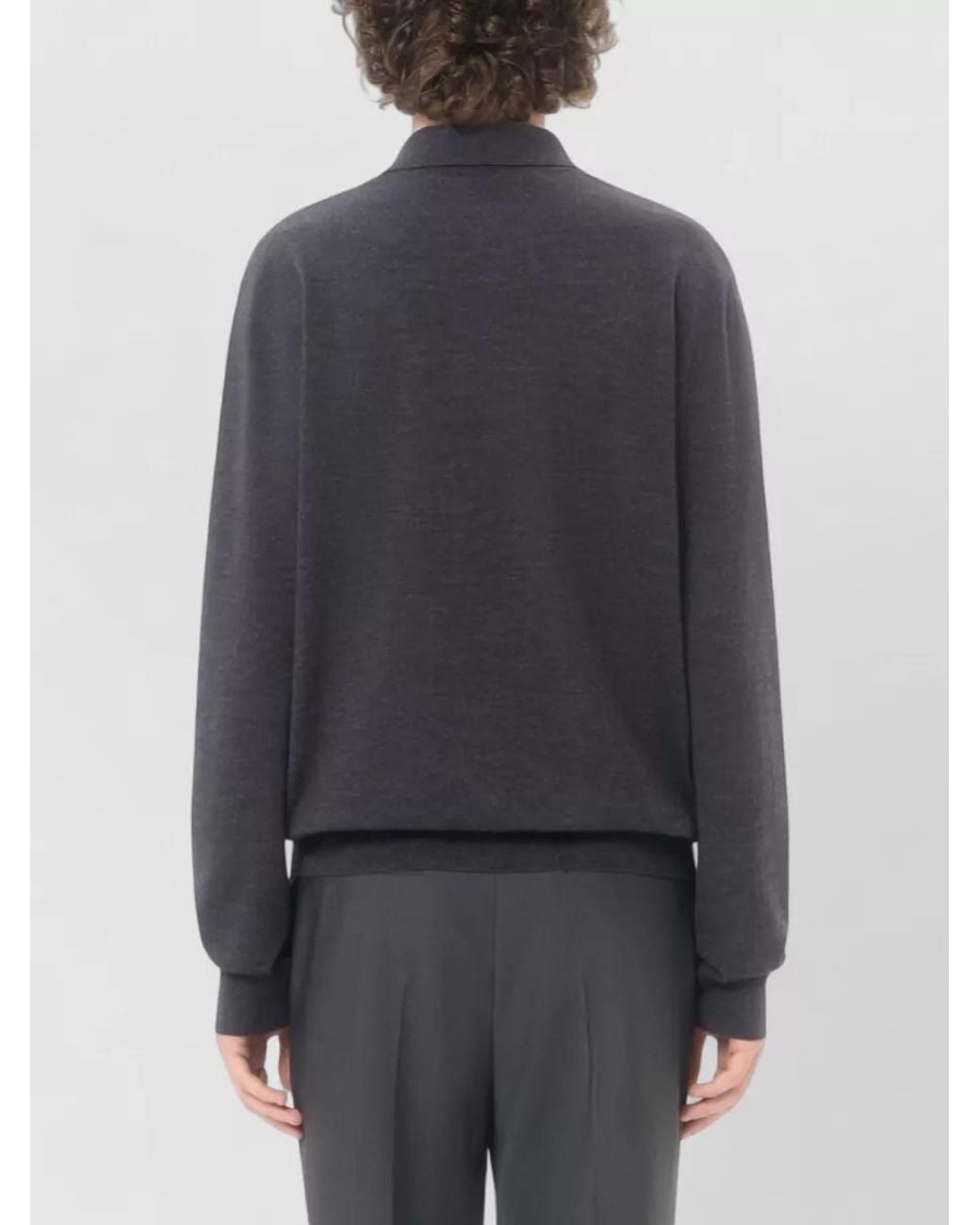 Valentino Garavani Blue Virgin Wool Long-Sleeve Polo Shirt for men