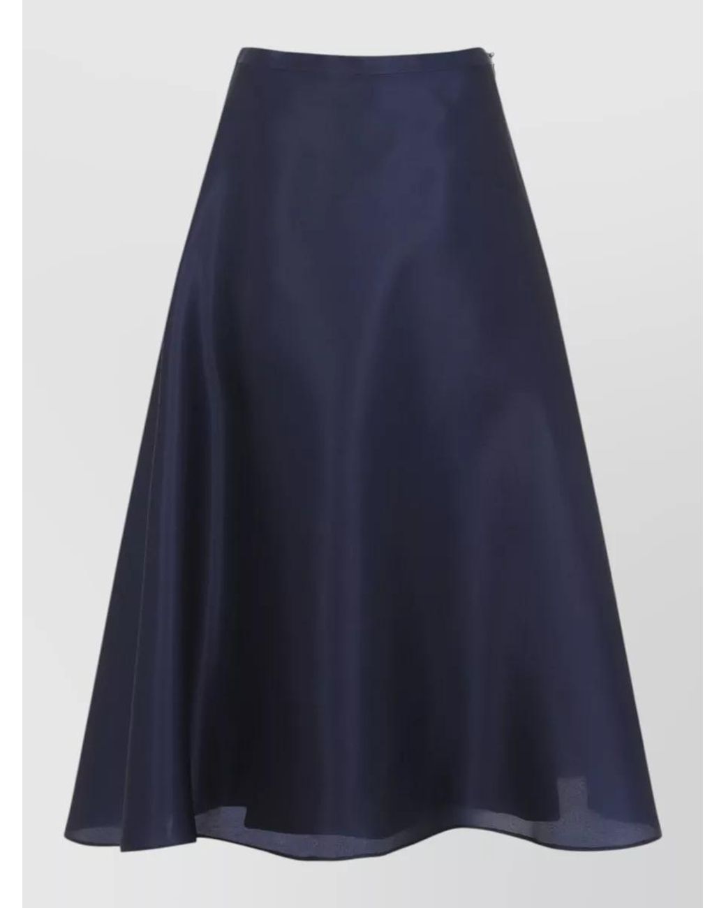 Alberta Ferretti Blue Silk High-Rise A-Line Midi Skirt