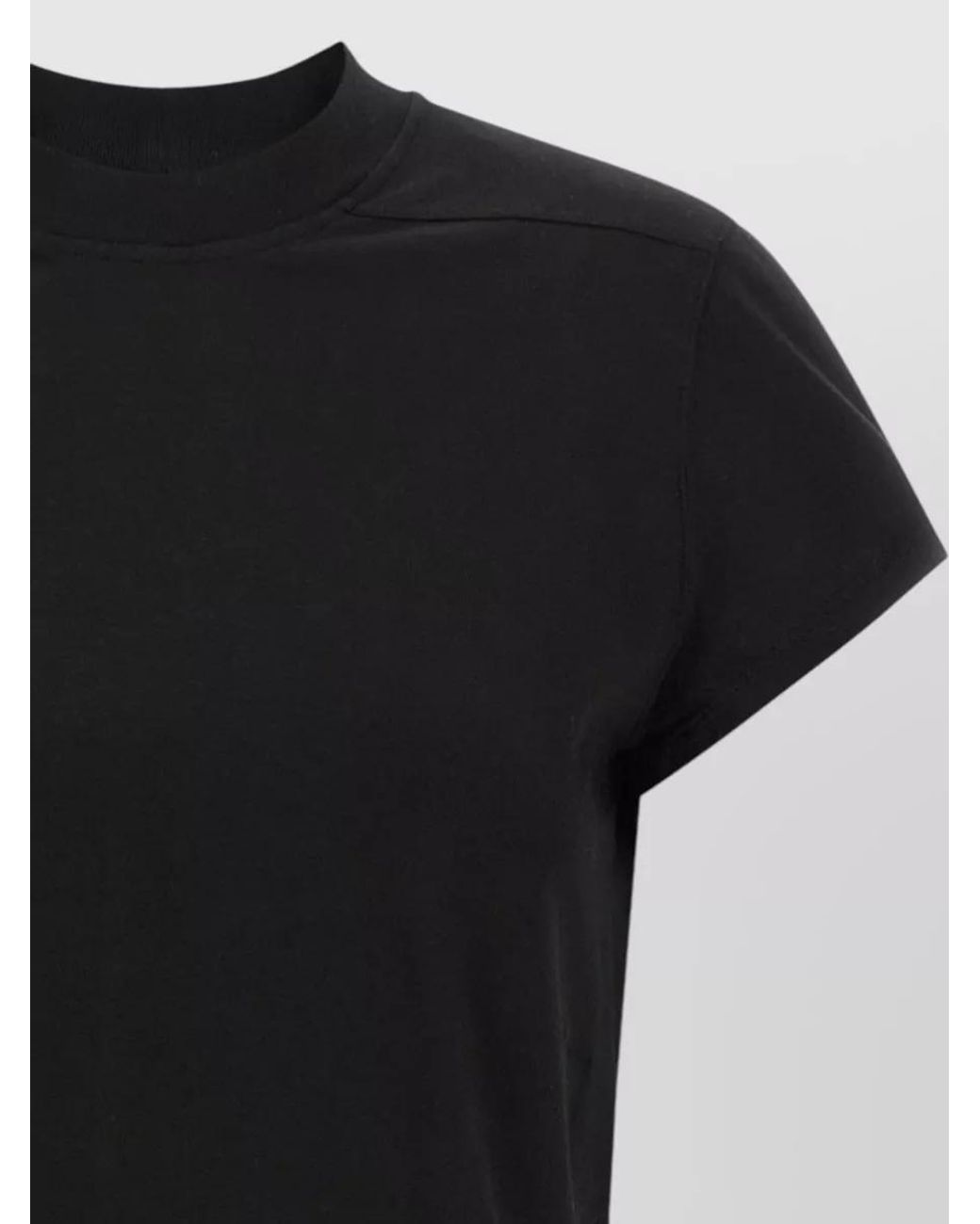Rick Owens Black Cotton Cropped Short-Sleeve T-Shirt