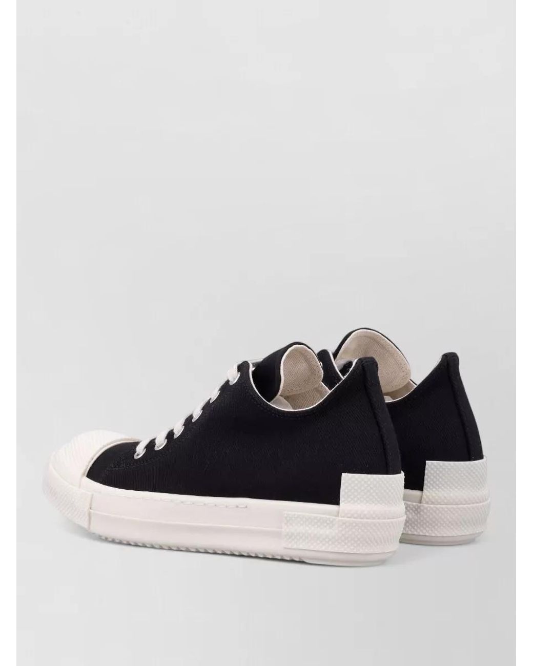 Rick Owens White Cotton Low-Top Lace-Up Sneakers