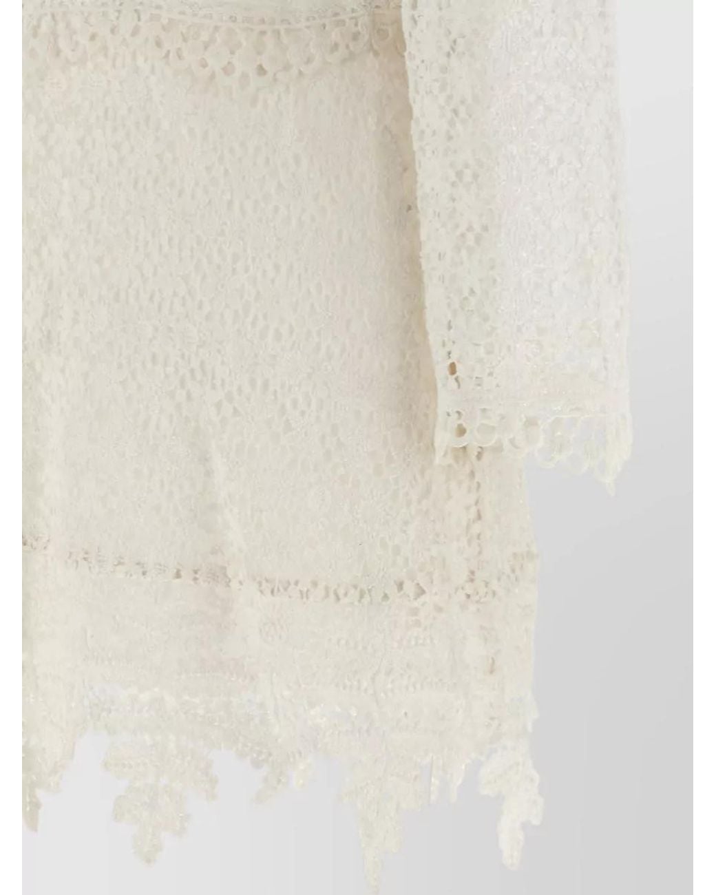Isabel Marant White Cotton Crochet Openwork Long-Sleeve Mini Dress