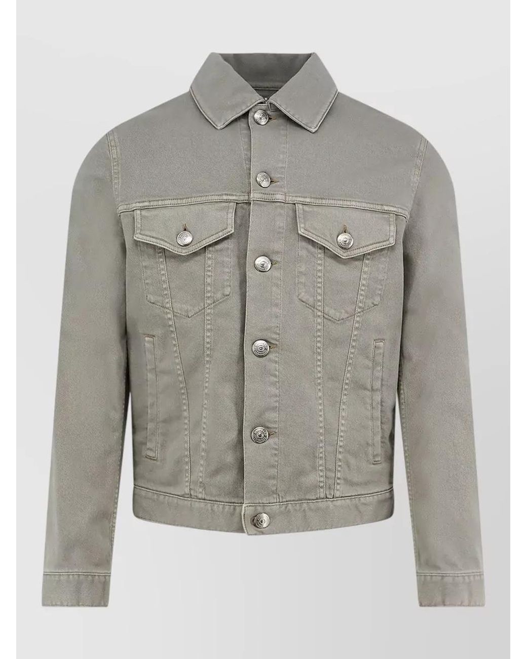 Brunello Cucinelli Gray Denim Cotton Jacket Flap Pockets for men
