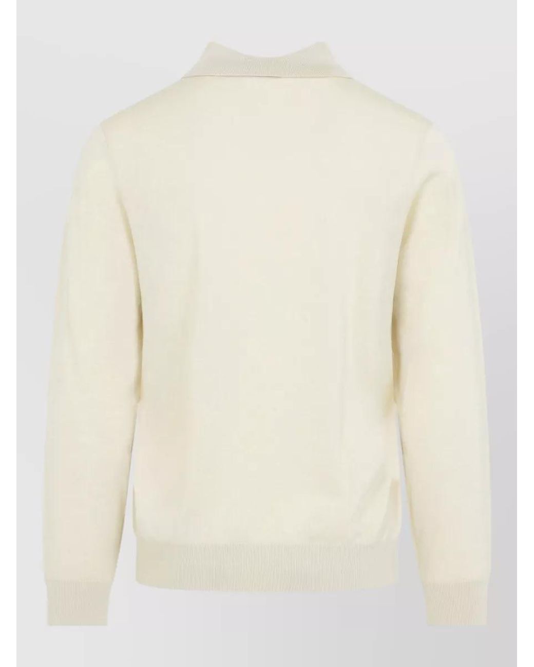 Paul Smith White Fine-Knit Wool Long-Sleeve Polo Shirt for men